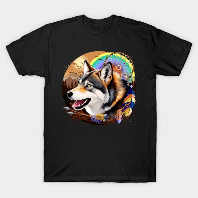 Wolf Native Animal Spirit T-Shirt by BluedarkArt